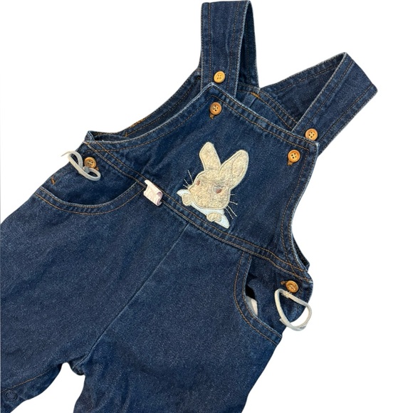 Vintage Peter Rabbit Denim Overalls 0/3M - Picture 1 of 4